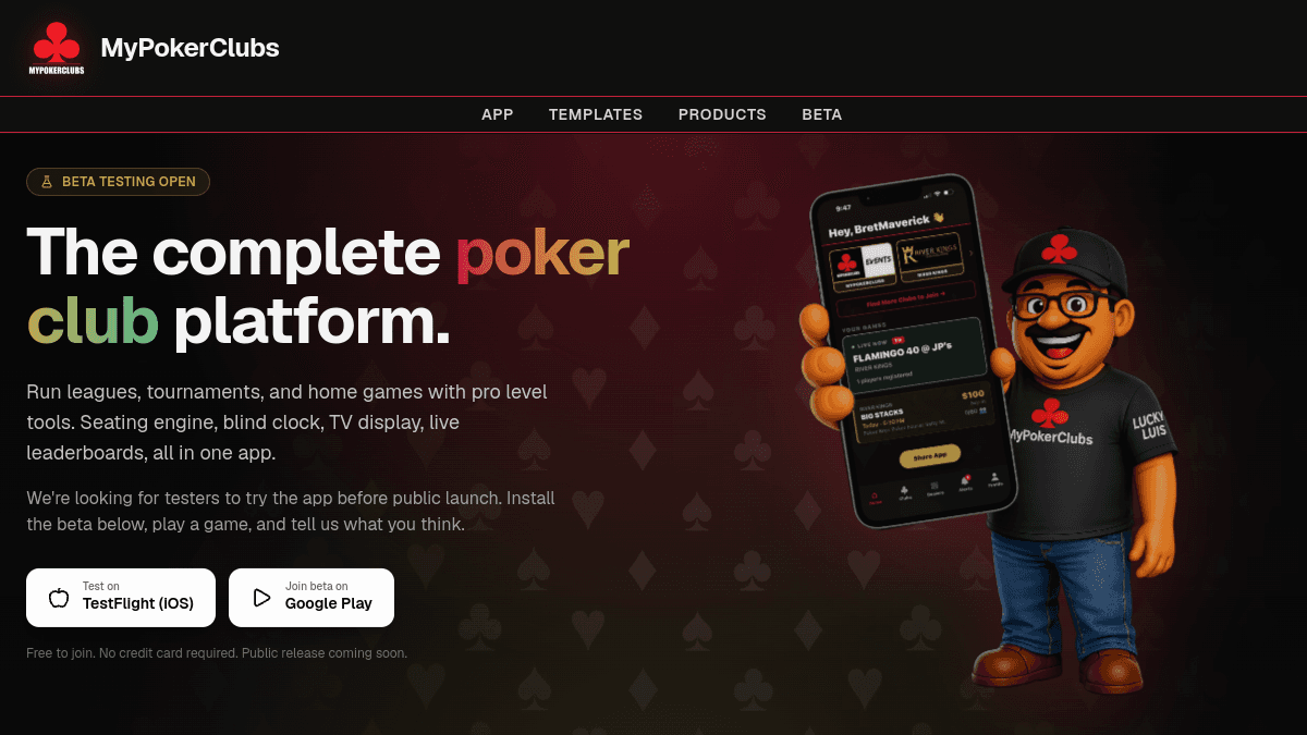 MyPokerClubs website