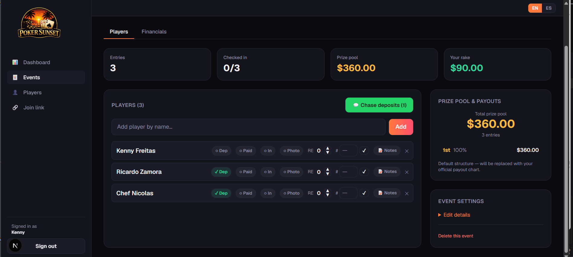 Sunset Poker website